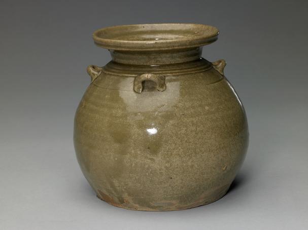 青釉四系撇口罐