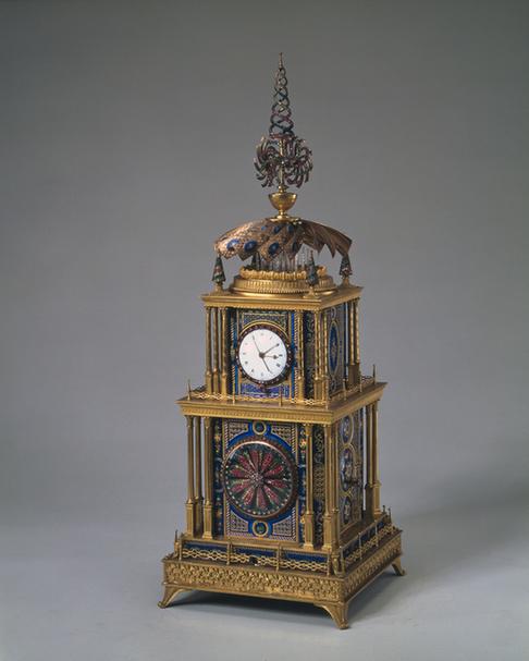 铜镀金转花翻伞钟