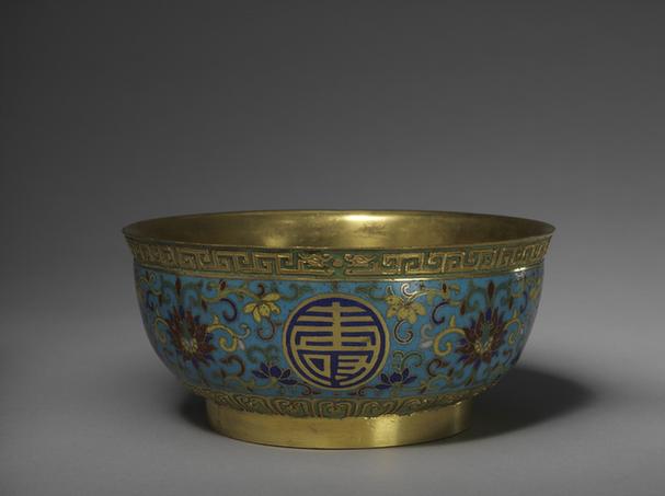 掐丝珐琅万寿无疆碗