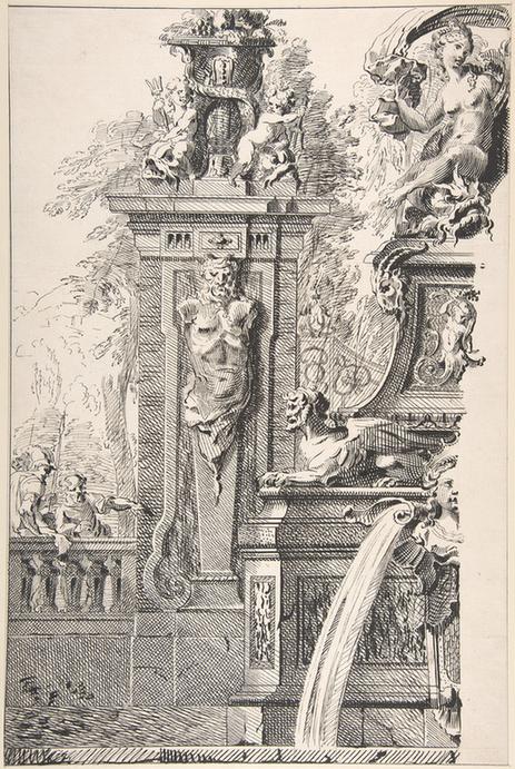 Workshop of Gilles-Marie Oppenord--Study for a Garden Capriccio1