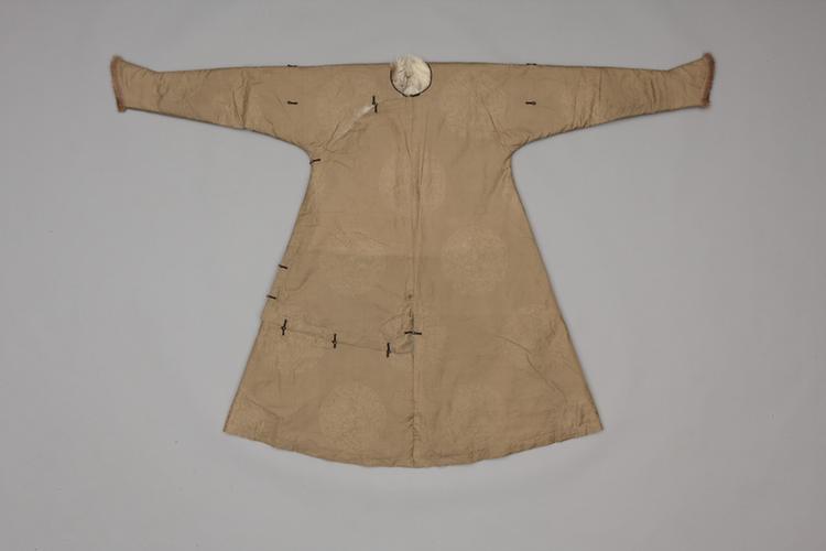 灰色二则团龙纹暗花江绸青白肷皮行服袍