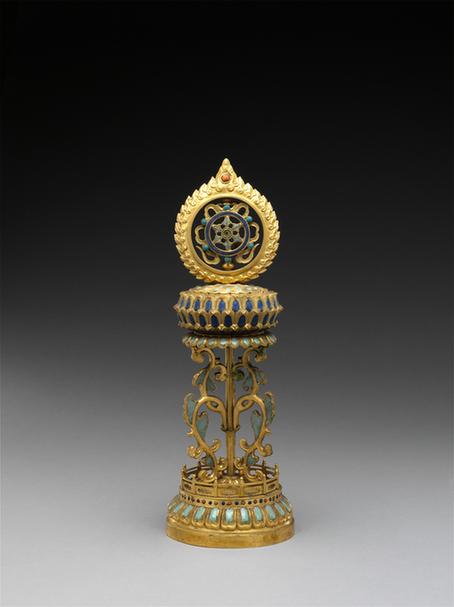 铜鎏金嵌玻璃八宝-轮