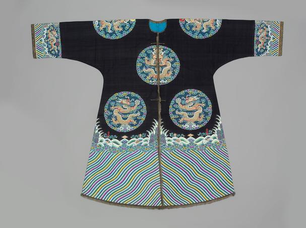 瓦灰色八仙纹暗花绸单衬衣