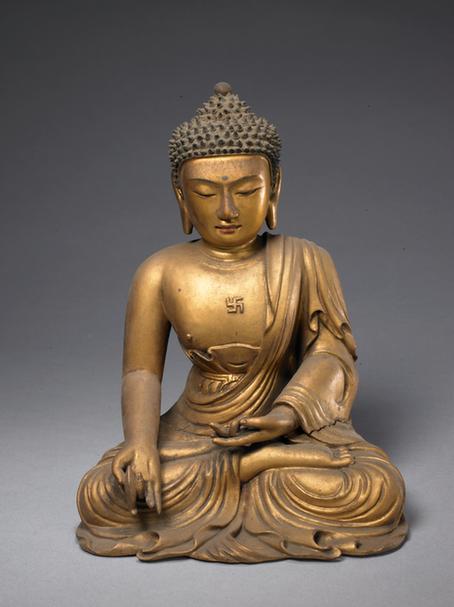 木雕金漆药师佛坐像