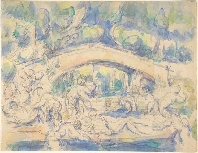 Paul Cézanne--Bathers by a Bridge (recto); Study after Houdon's Ecorché