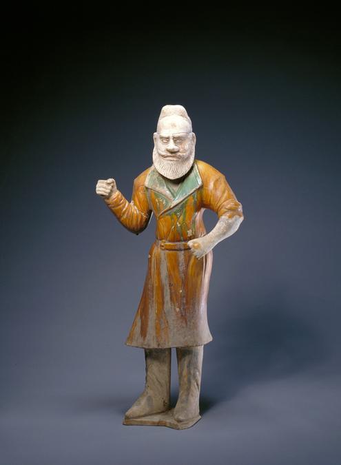 三彩胡人拉马俑