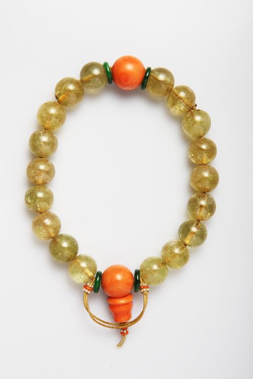 黄碧玺带珠翠饰十八子手串