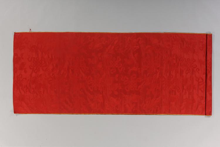 枣红色百寿长生纹江绸