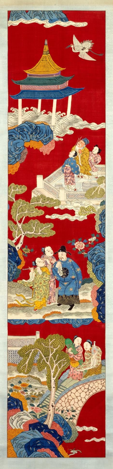 缂丝群仙庆寿图轴