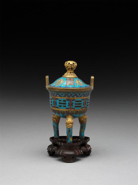 掐丝珐琅八卦纹三足盖鼎