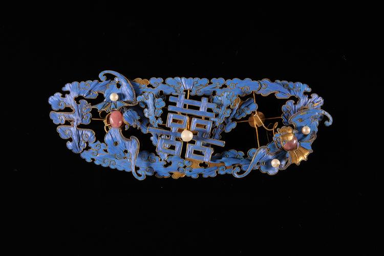 点翠蝠双喜纹头花