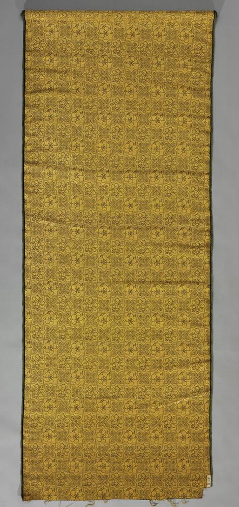 青色四合牡丹海棠纹织金缎