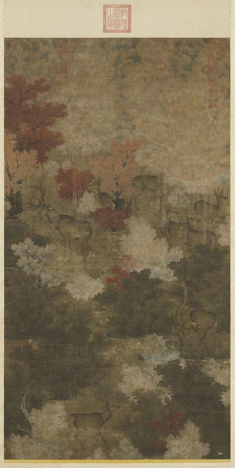 五代人秋林群鹿轴