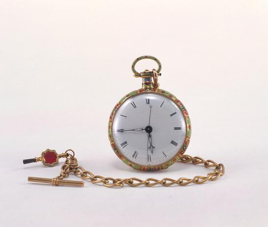 铜镀金壳画珐琅怀表