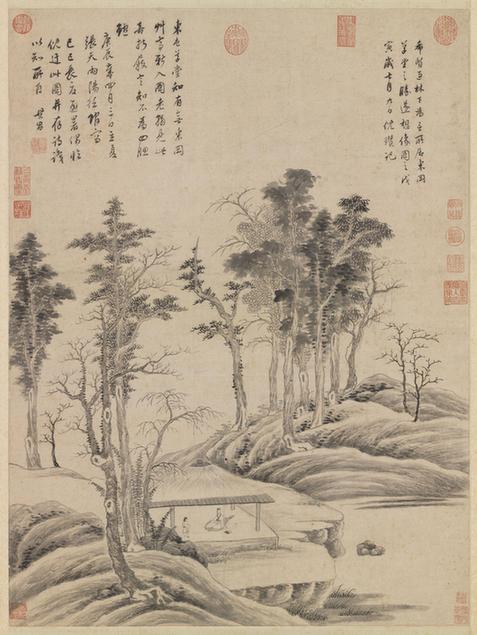 临倪瓒东冈草堂图轴