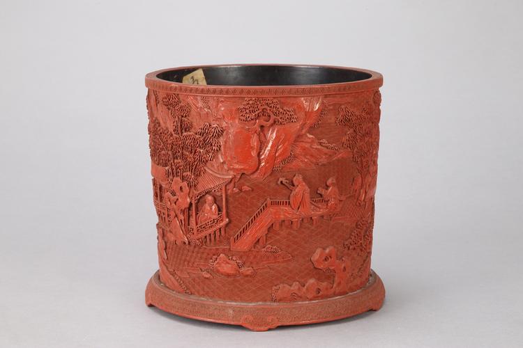 剔红竹林七贤图笔筒