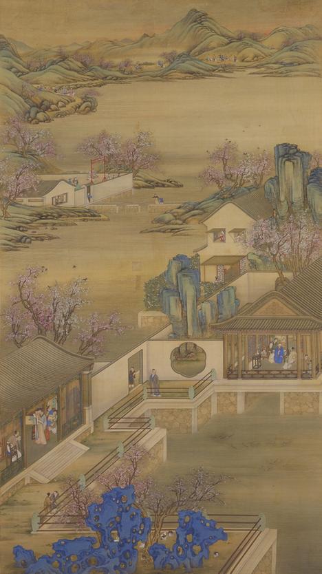 雍正十二月行乐图轴