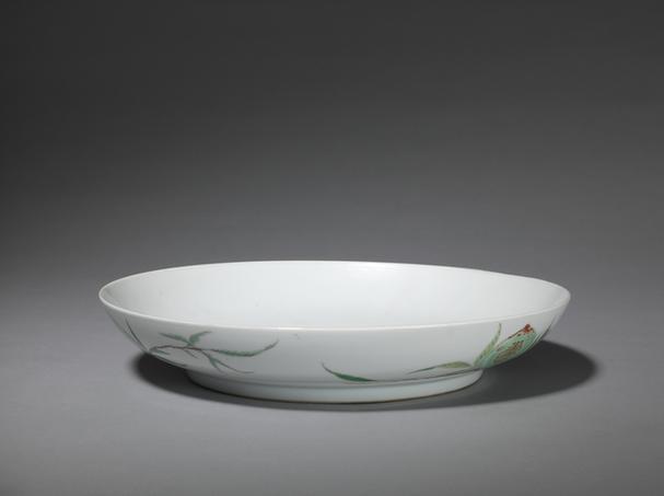 五彩万寿字折枝桃纹盘