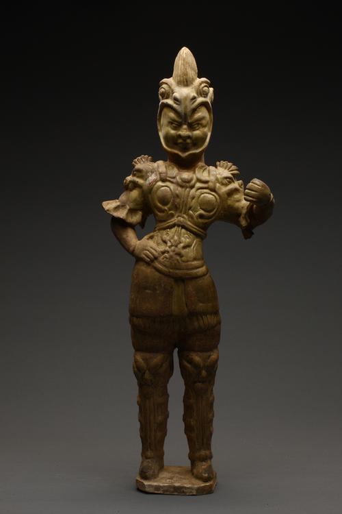 陶黄釉武士俑