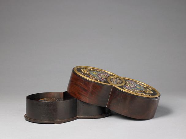 紫檀嵌珐琅双联盒