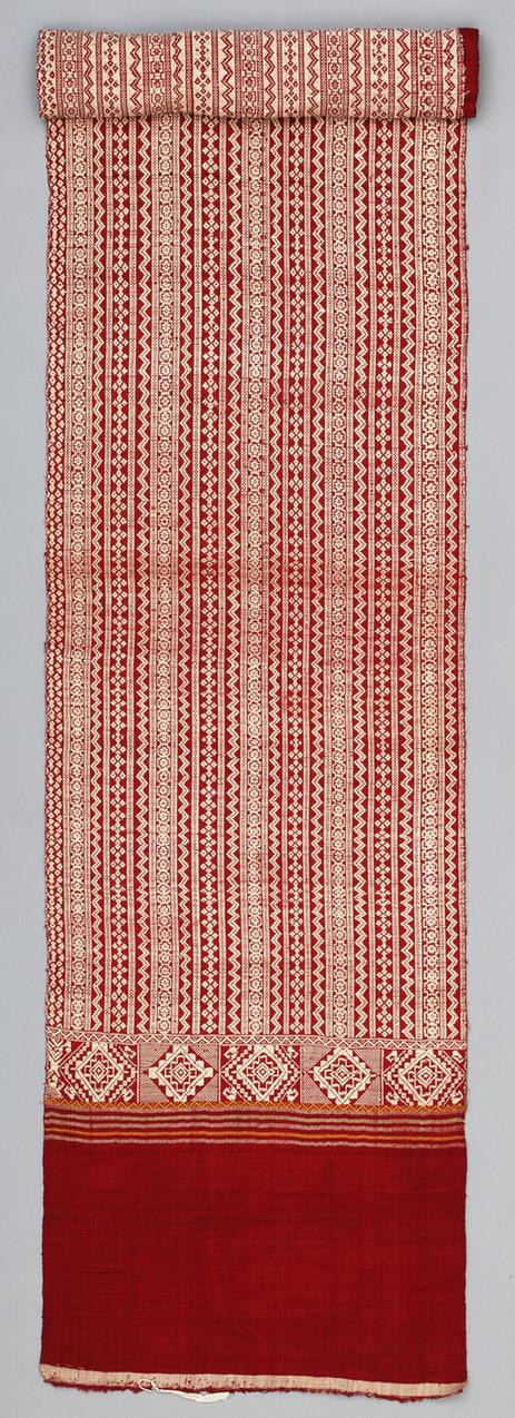 红色地竖绦纹棉锦