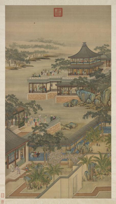 画院画十二月令图八月图轴