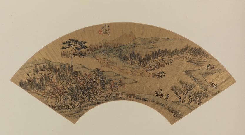 魏之璜秋山行旅扇