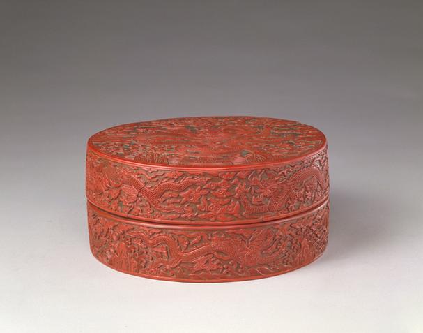 嘉靖款剔红云龙万寿纹圆盒