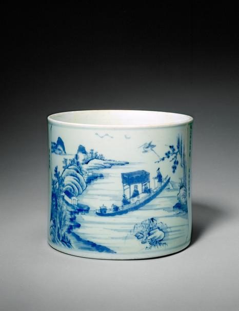 雍正款青花题赤壁赋笔筒