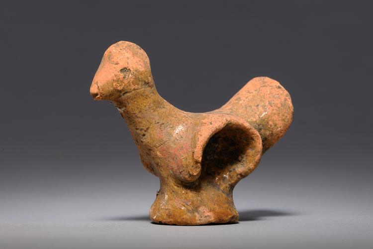 陶黄釉鸡