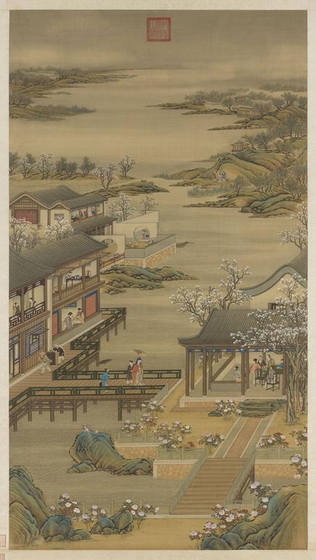 清画院画十二月月令图四月轴