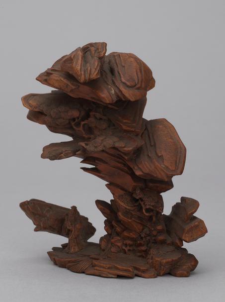 竹根雕松下高士山子