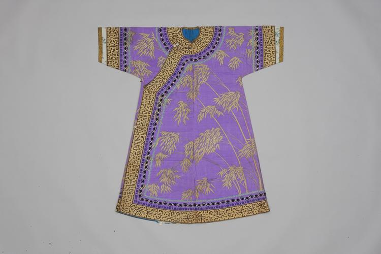 雪青色缂金整枝竹子纹棉衬衣