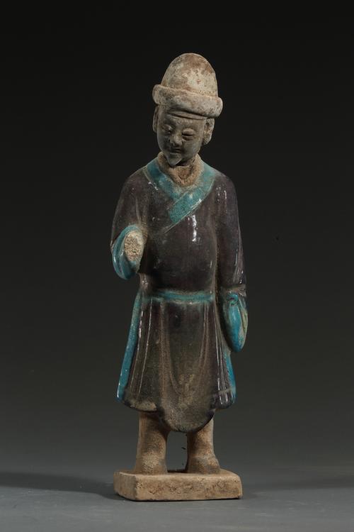 陶紫绿釉俑