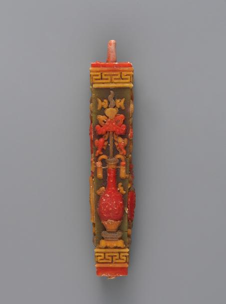 五彩博古图方蜡