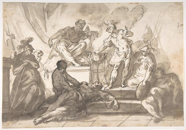 Benedetto Luti--Pius V and the Ambassador of the King of Poland