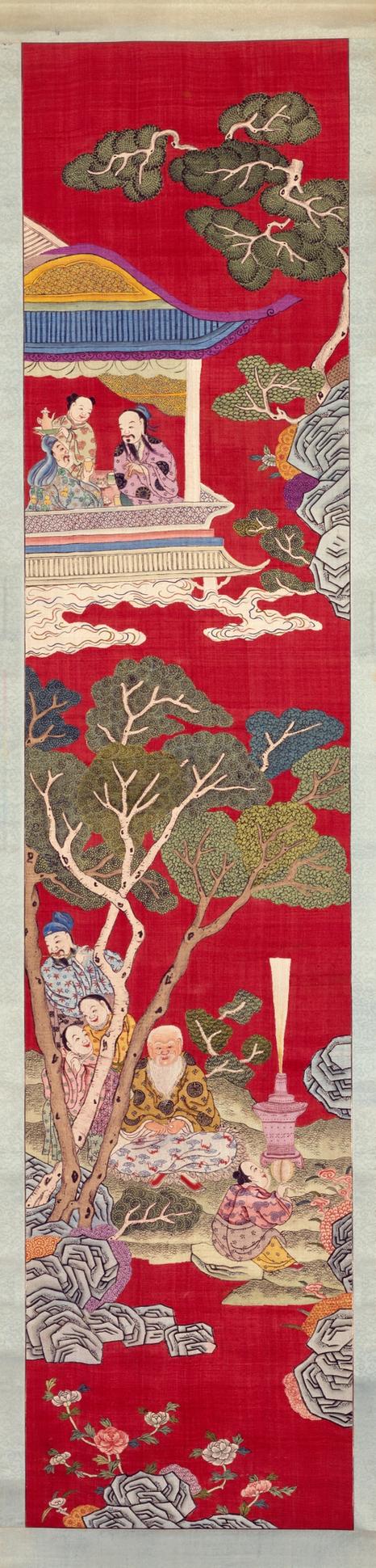 缂丝群仙庆寿图轴