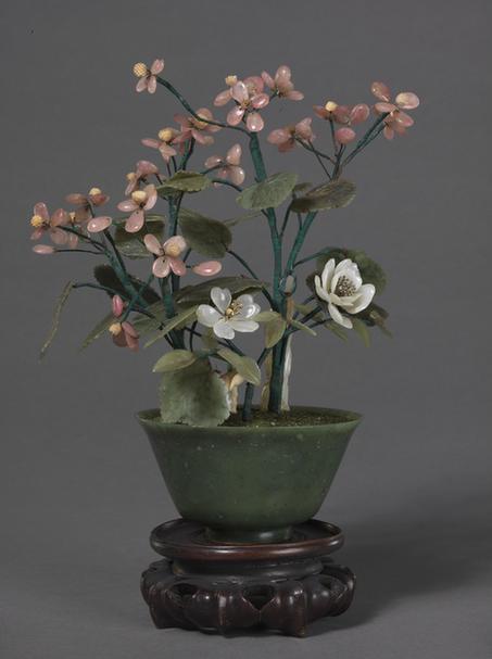 碧玉盆玉石海棠花盆景