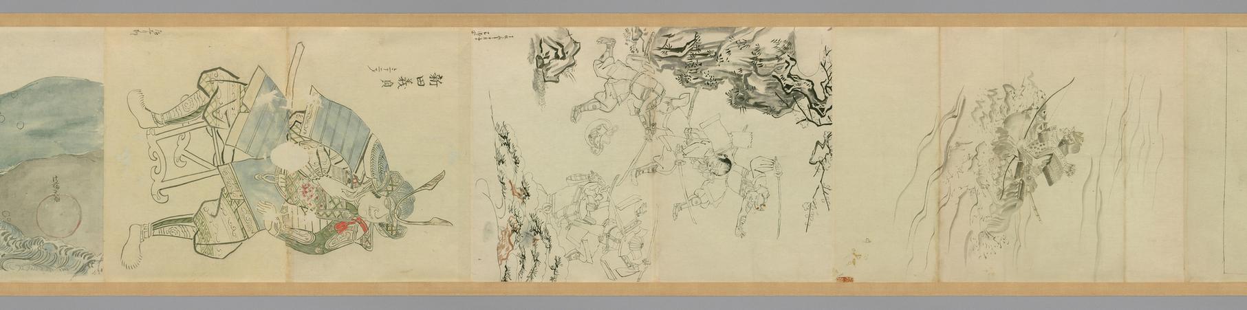 明清日本古画花鸟山水人物粉本-人物卷上部