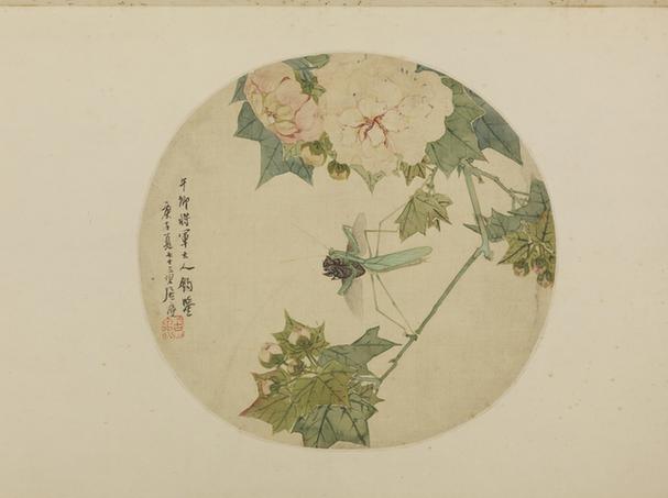 花卉草虫图扇页