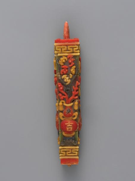 五彩博古图方蜡