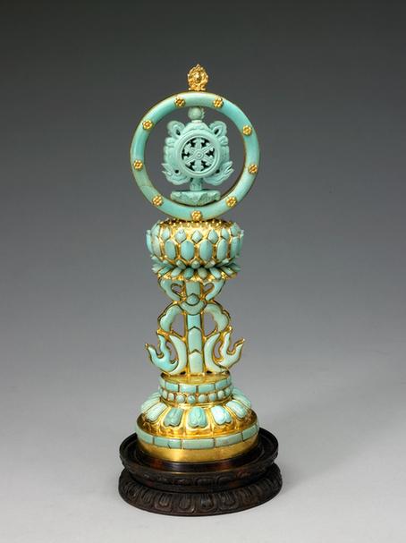 铜镀金嵌松石云顶八宝-轮