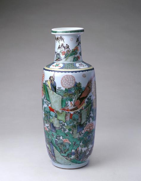 五彩雉鸡牡丹纹瓶