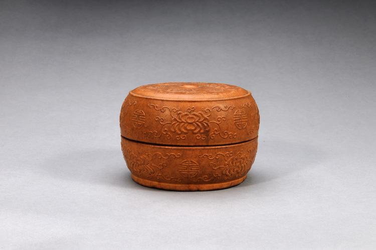 康熙款匏制寿字勾莲纹圆盒