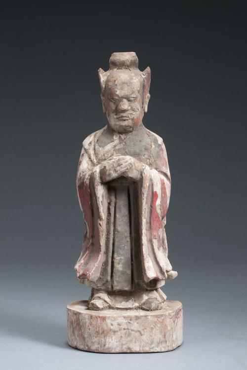 木雕彩绘文吏像