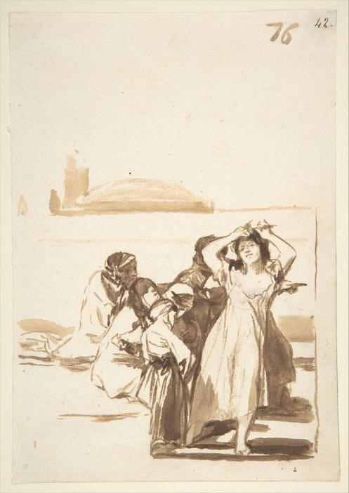 Goya--A Disheveled Woman with a Group