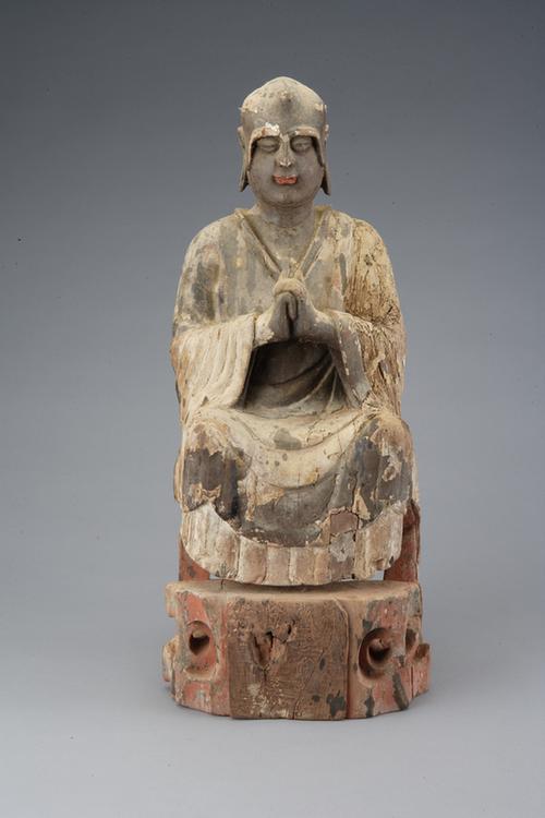 木雕拱手罗汉坐像