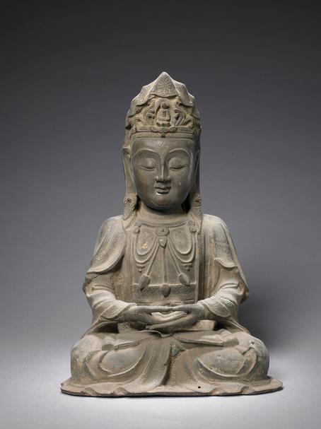 铜金漆观音菩萨坐像