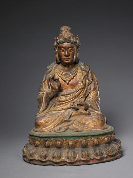 铜金漆观音菩萨坐像