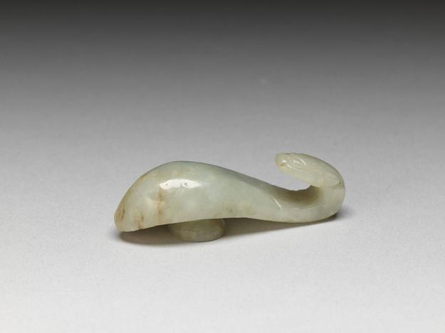 青玉带钩（附木座）